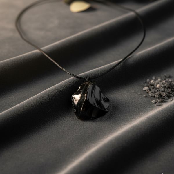 Raw Black Obsidian Pendant #RBO30RC17
